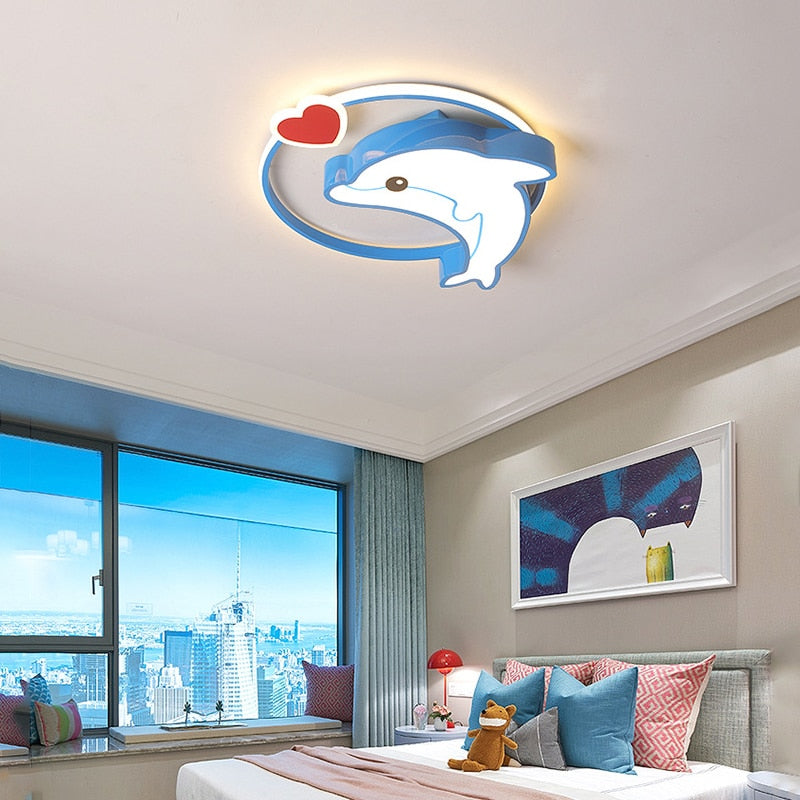 Ceiling Lights For Baby Girl Boy Children Kids Room Light Whale Dolphin Heart Shape Bedroom Ceiling