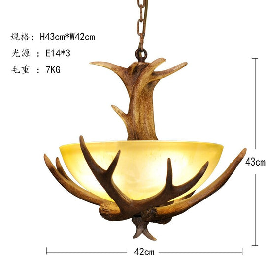 American Vintage Retro Resin Antler Pendant Lights Led Art Decor Loft Suspension Luminaire