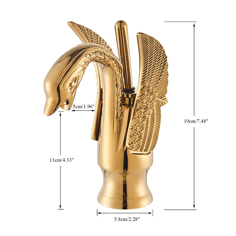 Luxury Bathroom Faucet Basin Vintage Full Copper Hot And Cold Water Swan Shaped Single Handle Black