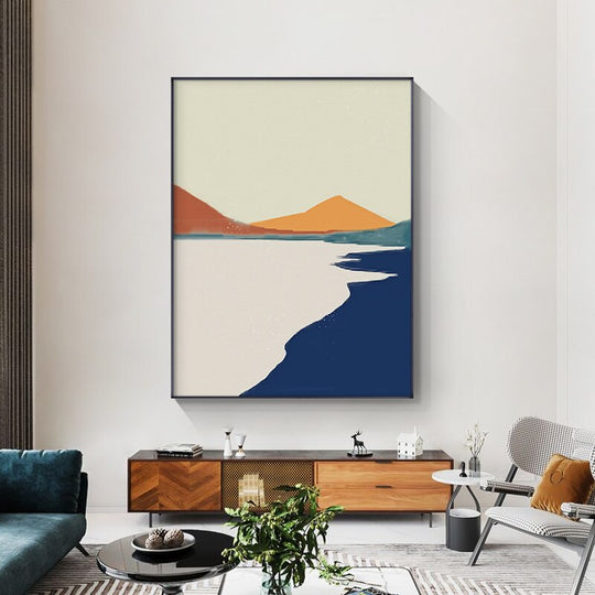 Modern Nordic Abstract Landscape Wall Art: Scandinavian Posters And Prints Painting