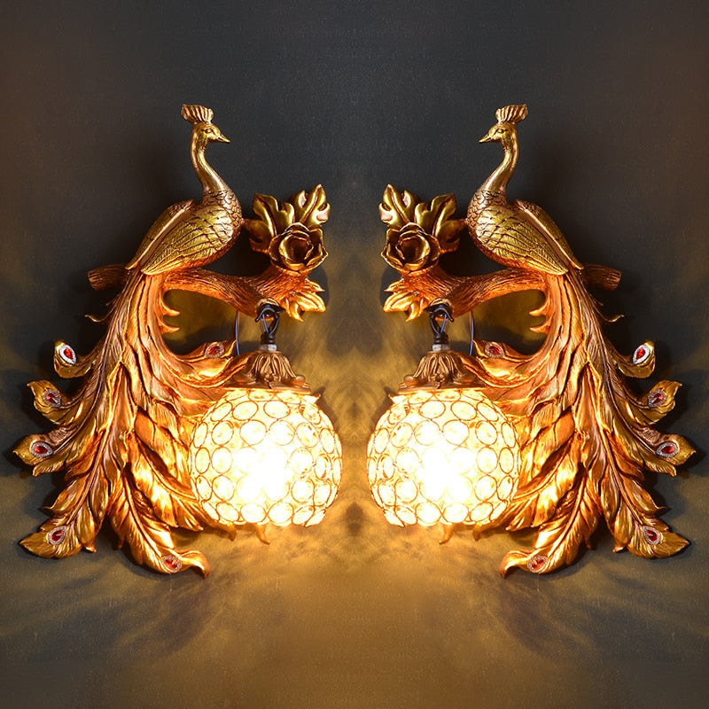 Nordic Led Wall Lamps Retro Peacock Sconce Lamp