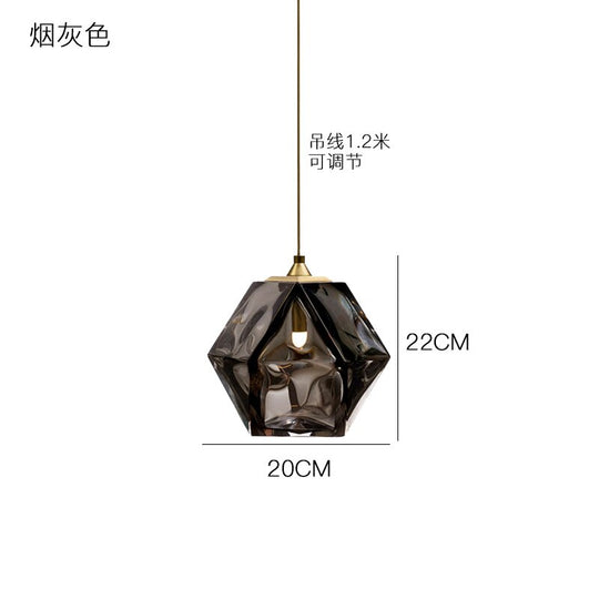 American Simple Geometric Creative Diamond Glass Pendant Lights Modern Lustre Suspension Luminaire