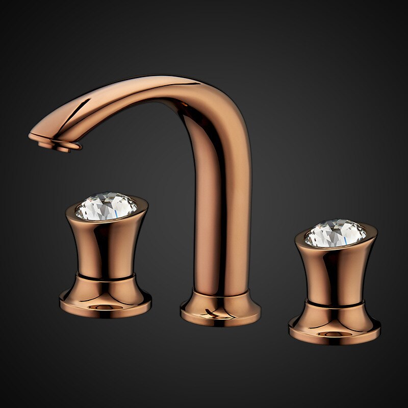 Basin Faucets Rose Gold Brass Bathroom Sink Holes Double Handle Luxury Bathbasin Bathtub Taps Hot