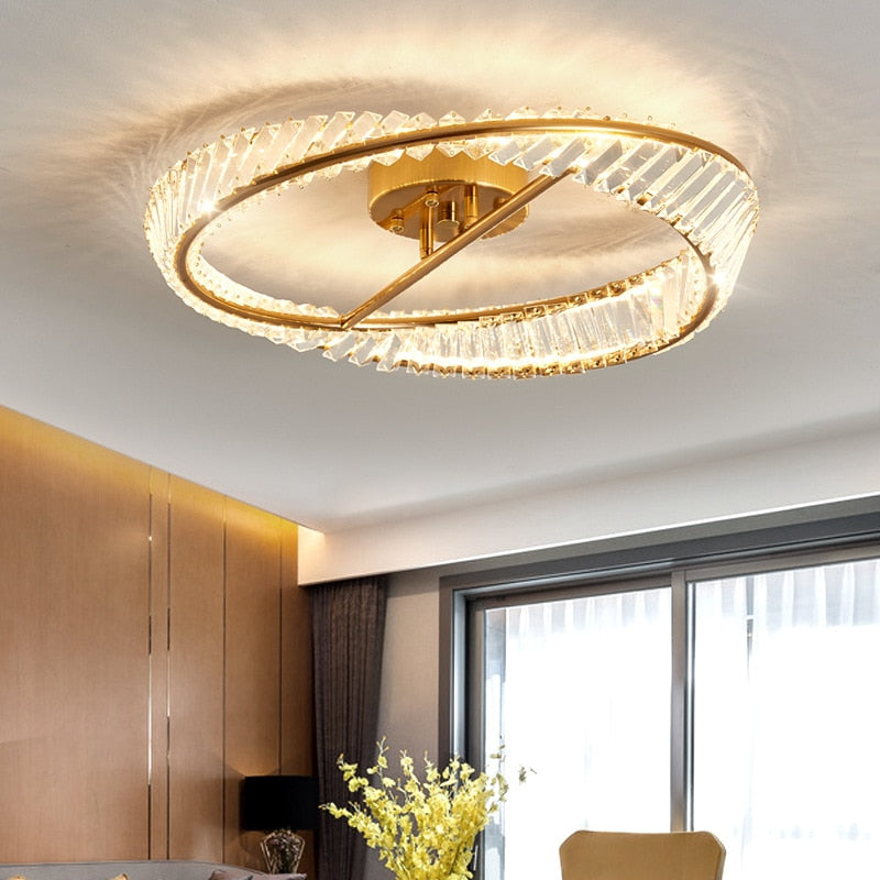 Modern Led Irregular Rings Ceiling Lamps Crystal Bedroom Chandelier Lamp Living Room Lights Luster
