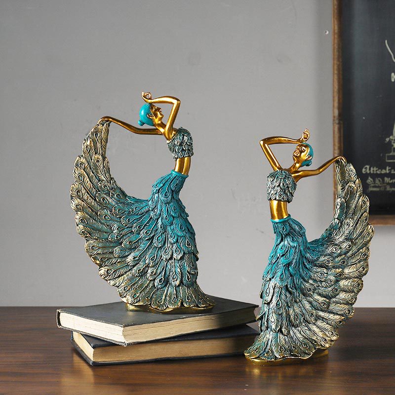 Nordic Peacock Dancer Figurines - Luxurious Resin Statue Sculpture For Home Decor Essentials