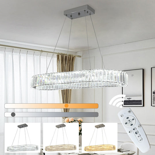 Crystal Oval Design Led Chandelier Modern Large Pendant Hanging Light Fixtures For Living Room