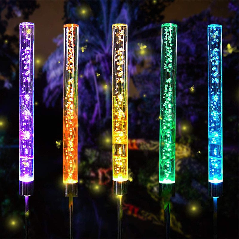 Solar Tube Lights Garden Decoration Outdoor Acrylic Bubble Light Waterproof Rgb Color Changing Led