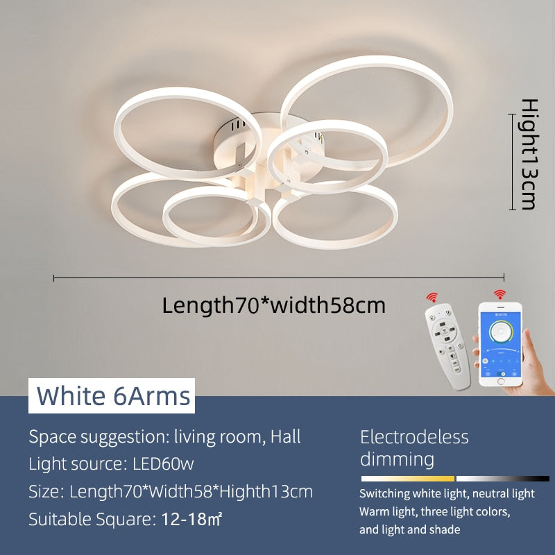 Modern Led Chandelier For Living Room Bedroom Study 90 - 260V Indoor Chandelier Fixtures Round