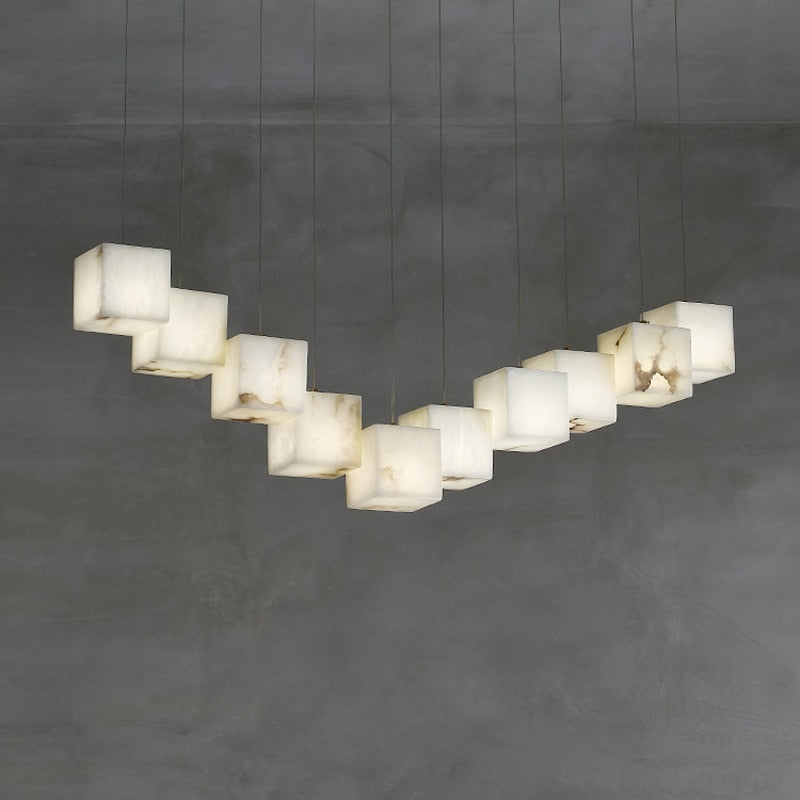 Retro Marble Rubik Cube Led Lustre Pendant Lights. Hanging Lamps For Ceiling Suspension Luminaire