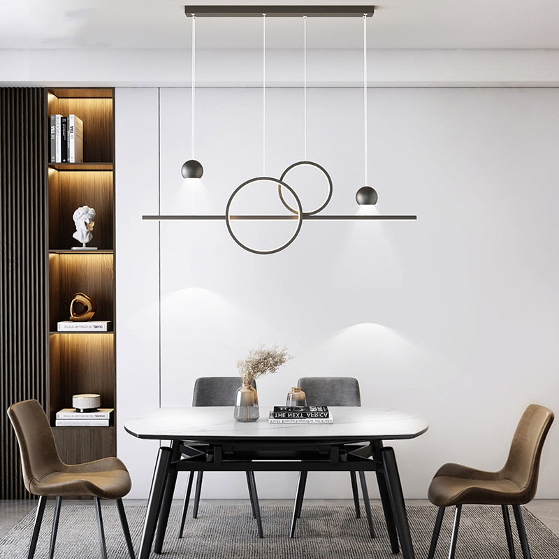 New Modern Simple Led Dimming Chandelier Lights Living Dining Room Bedroom Villa Apartment Hall