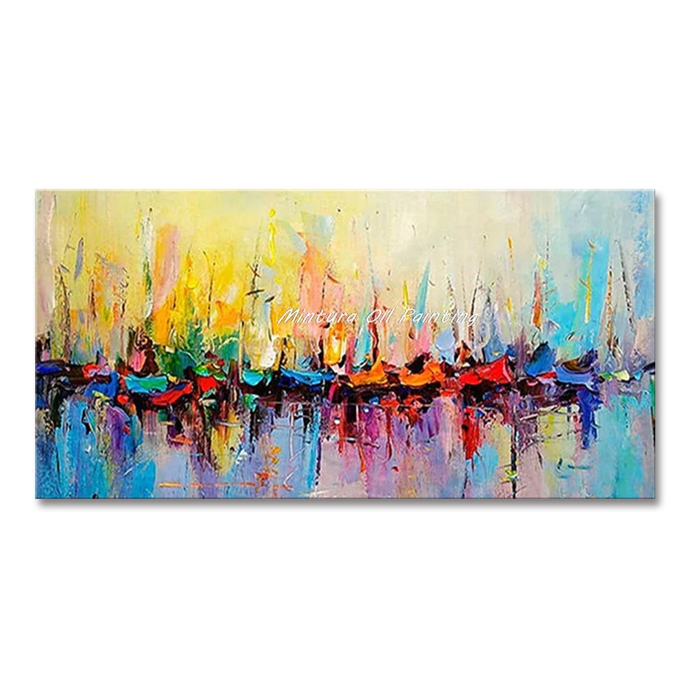 Handcrafted Large Abstract Oil Painting - Modern Home Decor Canvas Art 50X100Cm Unframed / Mt162532