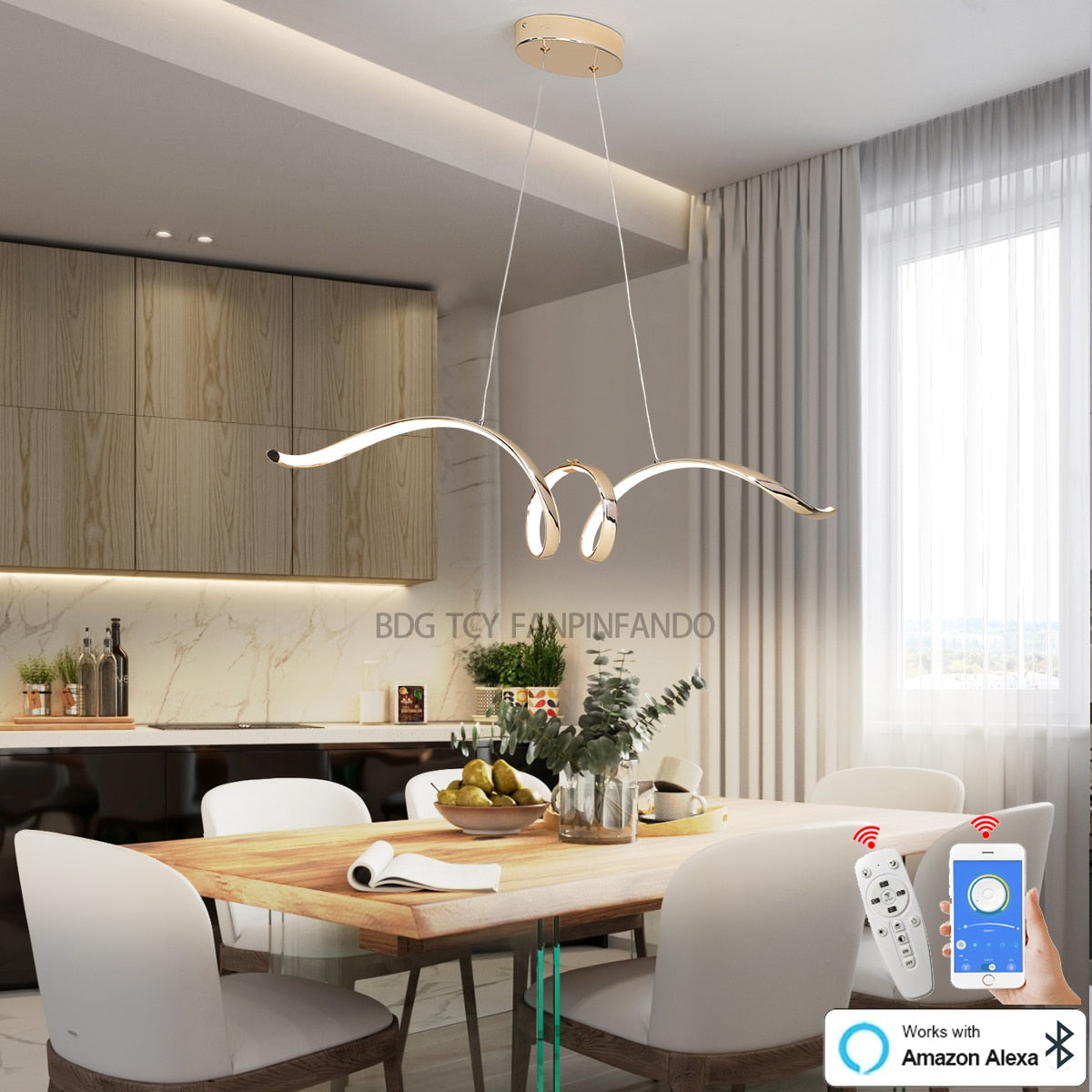 Modern Led Pendant Ligh Gold/Chrome Kitchen Island Lamp Dining Room Chandelier 90-260V Lighting