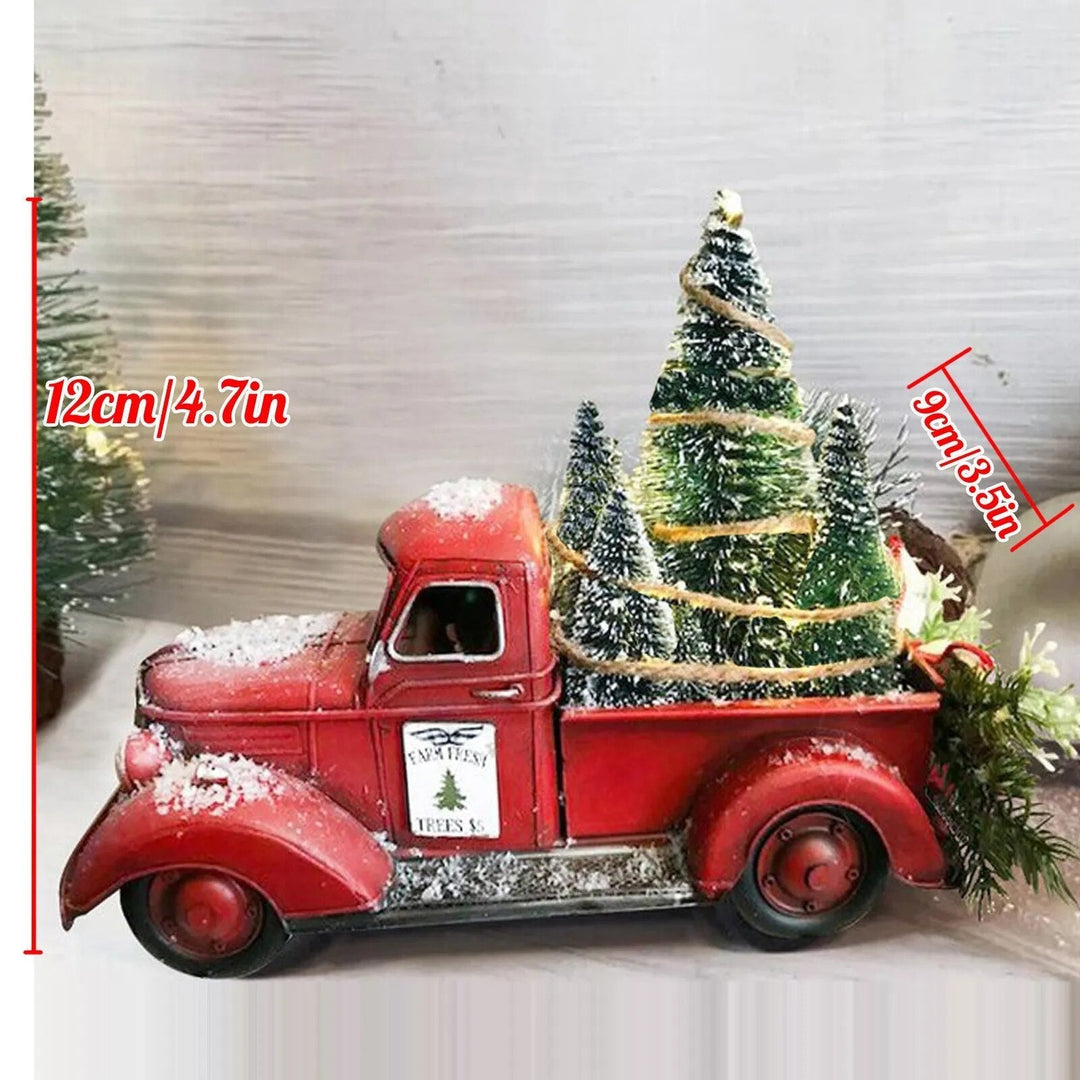 Vintage Resin Classic Pickup Red Truck W/Tree Farms House Rustic Decor Christmas Adornos De Navidad