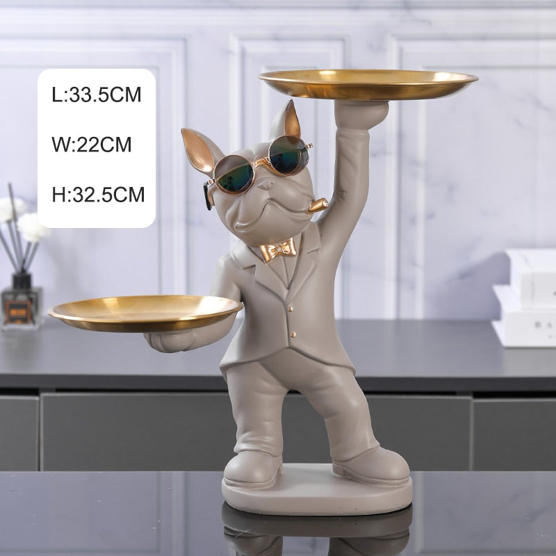 French Bulldog Resin Statue - Decorative Sculpture For Home Animal Figurine Decor Gray 2 Essentials