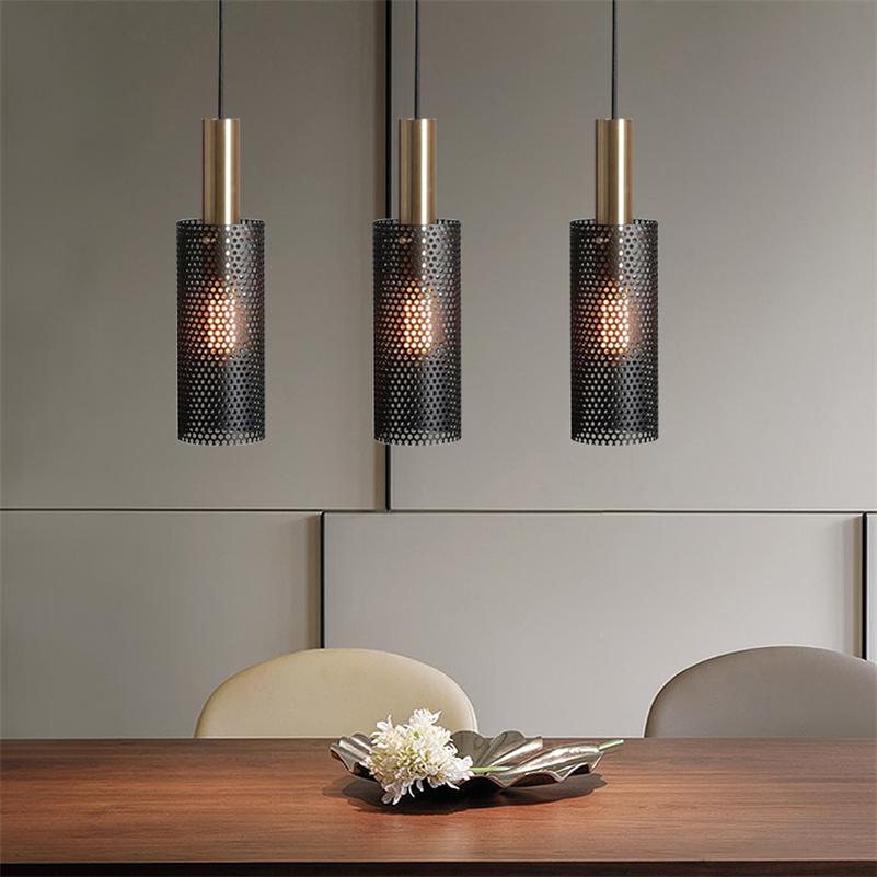 White Black Mesh Lampshade Nordic Pendant Light Bedside Chandeliers Indoor Restaurant Kitchen