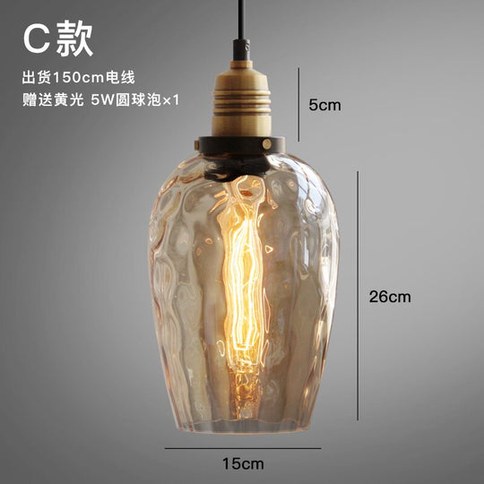 Luxury Retro Industrial Water Ripples Glass Pendant Lights Led E14 Simple Modern Light Fixtures For