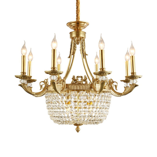 Arcadia - European Brass Luxury Gold Hanging Lighting Led Crystal Chandelier For Living Room And