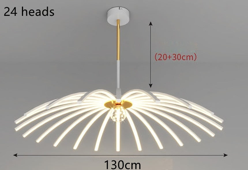 Modern Umbrella Led Ceiling Chandelier Black White Minimalist Decor For Living Dining Room Center