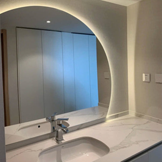 Smart Bathroom Mirror Irregular Makeup Semicircle Wall Hanging Led Lighted Bedroom Espejo Con Luz