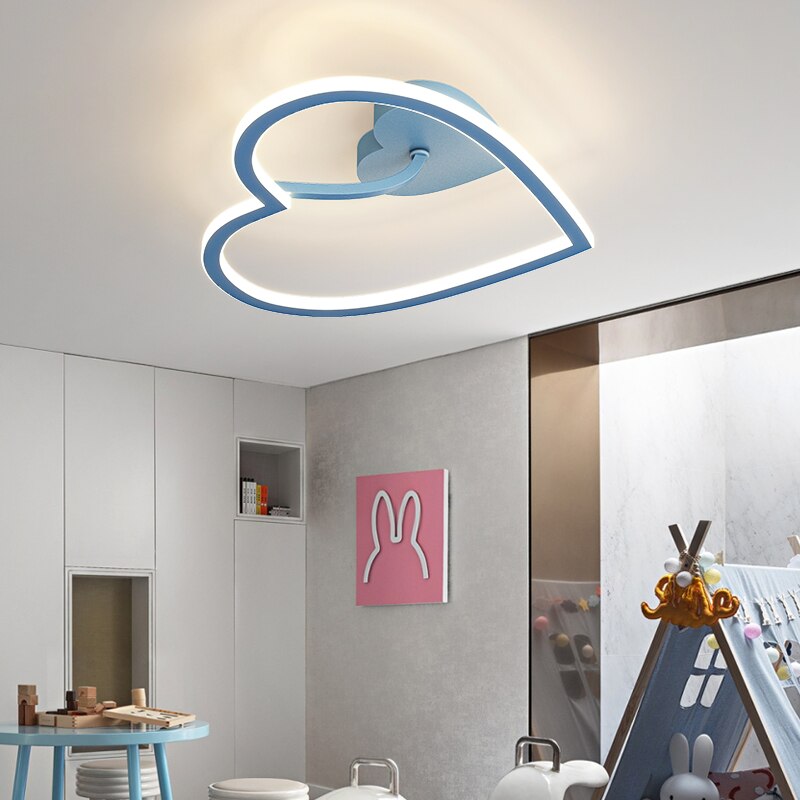 Heart - Shaped 42W Aluminum Led Ceiling Lights Pink Blue White Modern Lamp Kids Room Bedroom Study