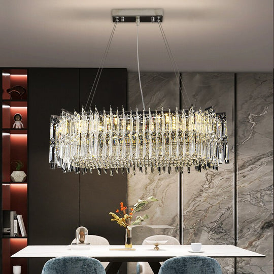 Oval Dining Room Chandelier Crystal Led Hanging Lamp Modern Creative Home Decor Lighting Fixture