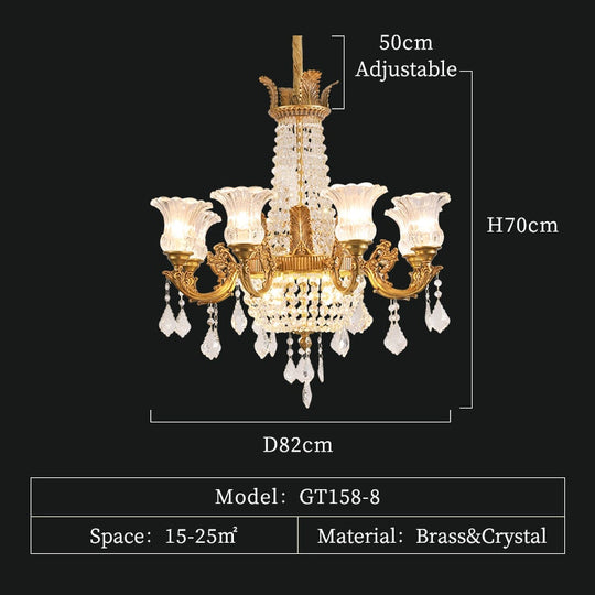 Palazzo - European Style Luxury Golden Brass Crystal Decoration Pendant Lamp For Hotel And Home