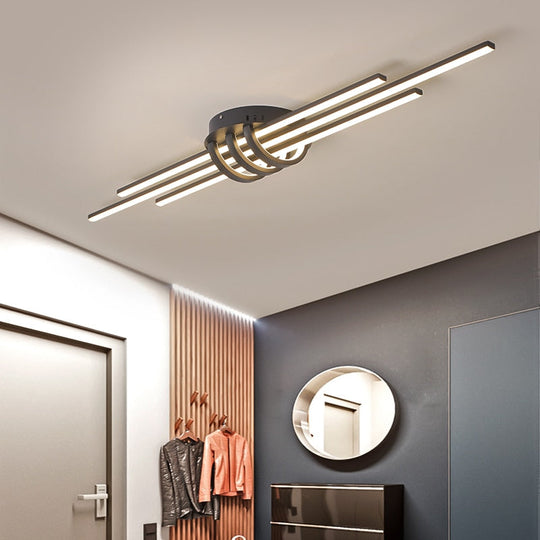 Modern Led Chandeliers For Bedroom Corridor Foyer Living Room Matte Black/White Ceiling Chandelier