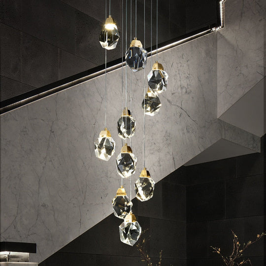 Chandelier Lighting Modern Luxury Led Crystal Fixtures Round Glass Ball Ceiling Light Long