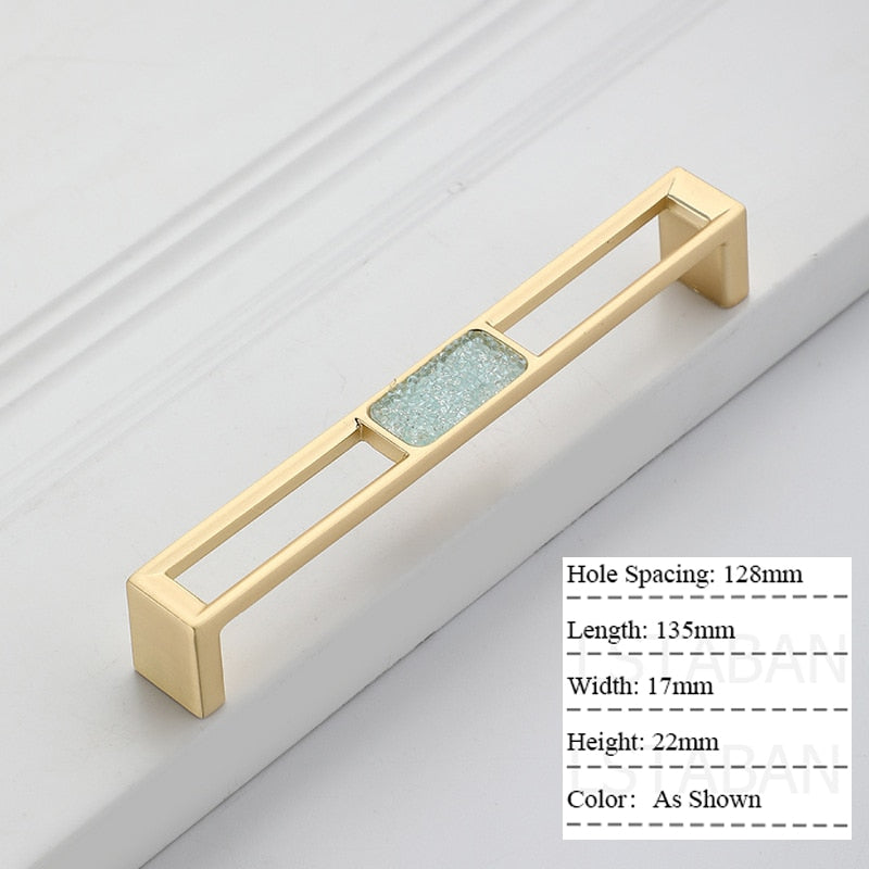 Zinc Alloy Gold Diamond Cabinet Knobs Kitchen Door Handles Drawer Cupboard Handle For Furniture