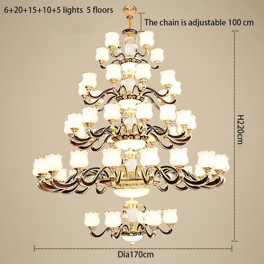 European Style Building Chandelier Villa Living Room Large Middle Floor Lamp Long Stair Light 56