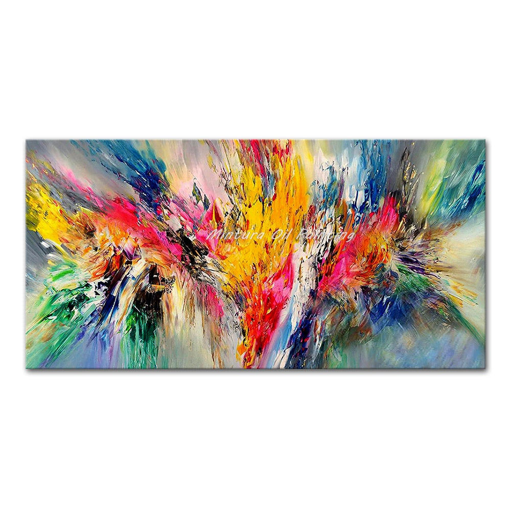 Handcrafted Large Abstract Oil Painting - Modern Home Decor Canvas Art 50X100Cm Unframed /