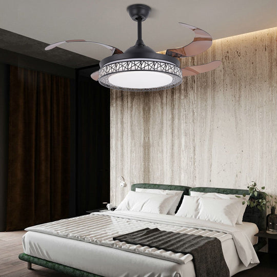 Contemporary Retractable Ceiling Fans With Led Light - A Multi - Functional Chandelier Fan 3 Color