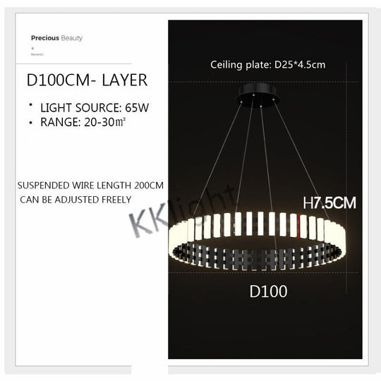 Multi Tire Double Height Led Chandelier For Living Room Hotel And Business Place 1 Layer D100Cm /