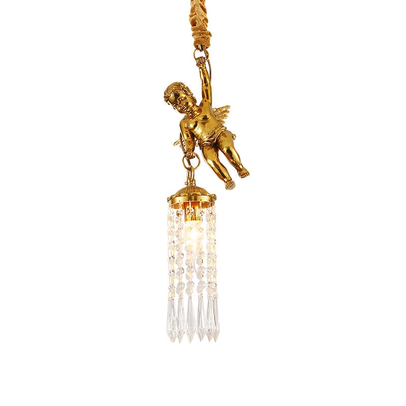 Kiera - Cupid Hanging Single Lamp Small Crystal Bedside Danish Stair Cluster Pendant Light For