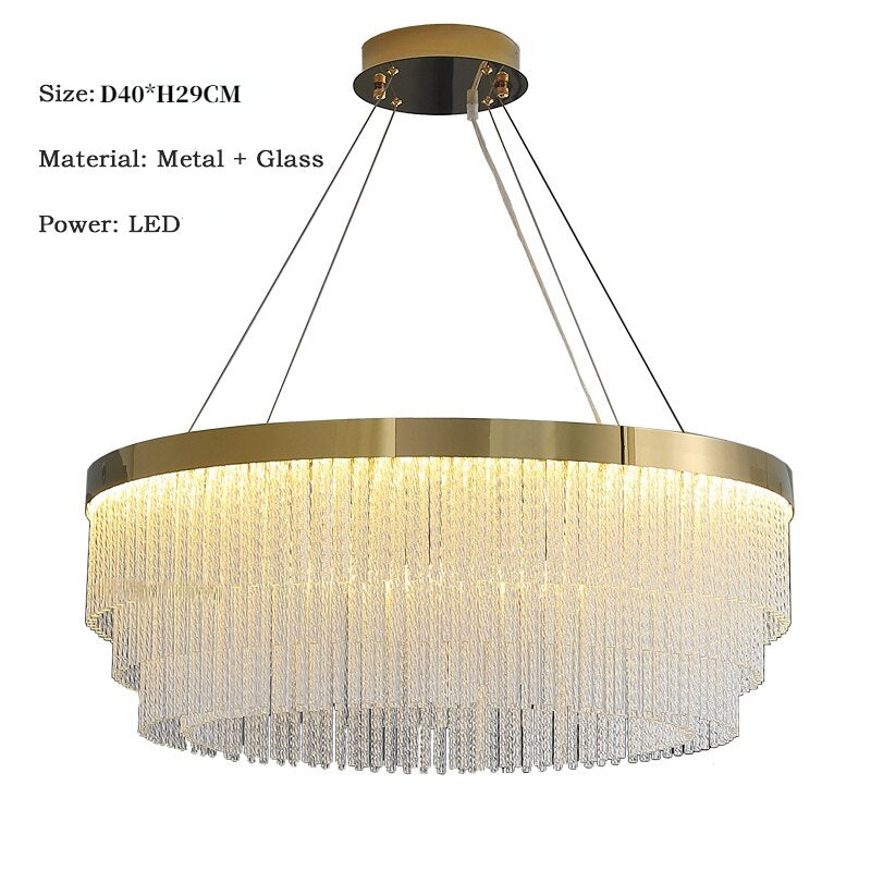 Moden Chandelier Lighting For Living Room Luxury Round Twisted Crystal Pendant Lamp Home Indoor