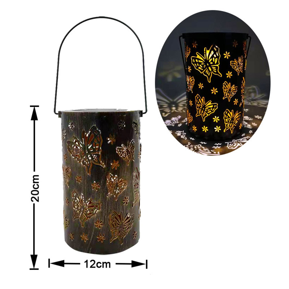 Waterproof Solar Lamp Retro Hollow Lantern Light Art Decorative Garden Light Led For Courtyard