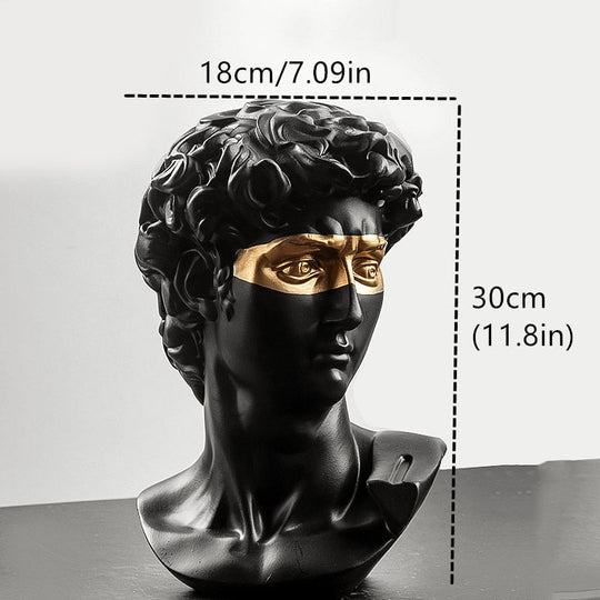 Resin David Bust Sculpture: Elegant Office And Home Decor Accessory Black - 30Cm Items