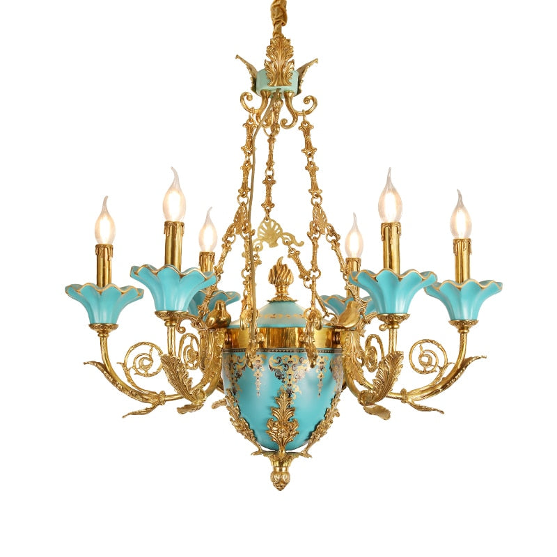 Versailles - French Classical Ceramic Chandeliers Exquisite Handmade Copper Candle Luxury Lamps In