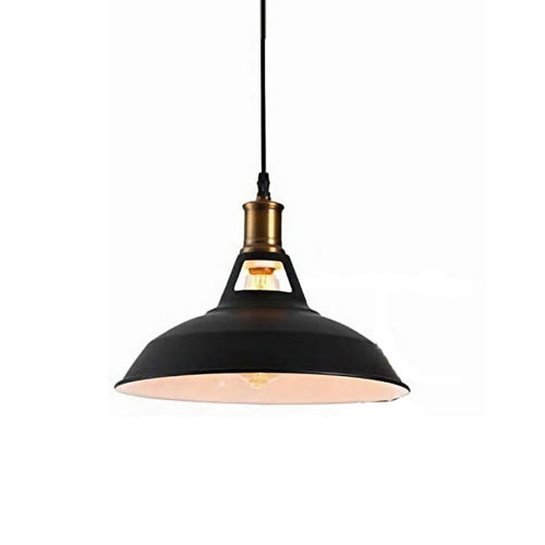 Farmhouse Industrial Pendant Lamp E27 Vintage Hanging Light For Kitchen Island Black White 27Cm
