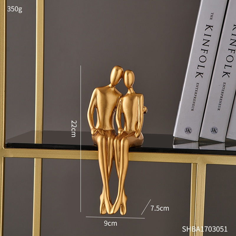 Modern Abstract Golden Resin Sculpture - Desk Accessories For Home Decor In Nordic Style Embrace