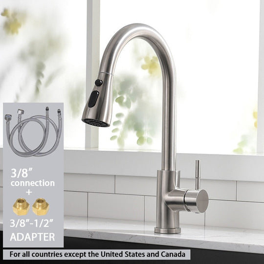 Pull Out Kitchen Sink Faucet With 3 Modes Water Outlet Spout 360 Degree Rotation Matte Black Bar