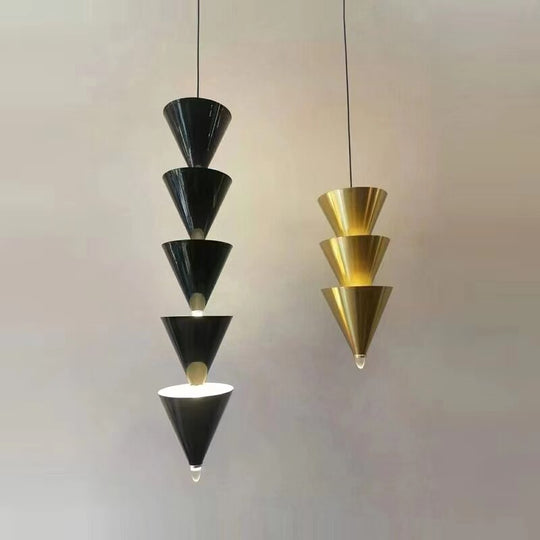 Gold Black Cone Led Pendant Lamp Living Room Bedroom Hall Shop Atmosphere Hanging Light Fixtures