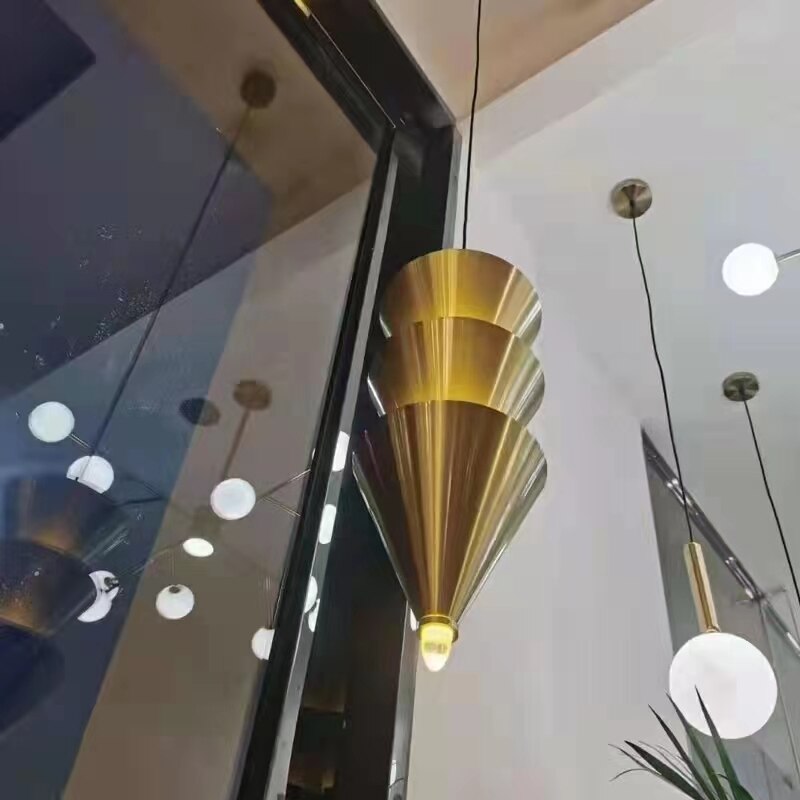 Gold Black Cone Led Pendant Lamp Living Room Bedroom Hall Shop Atmosphere Hanging Light Fixtures