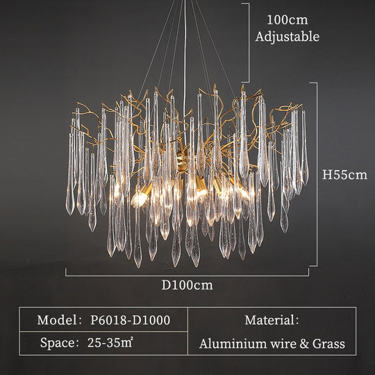 Jasmine - Light Luxury Crystal Living Room Chandelier Villa Hall Restaurant Handmade Branch Art