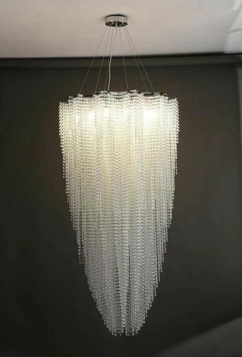 Luxury Crystal Chandelier For High Ceiling Living Room Lighting K9 Hotel Lobby Project Custom