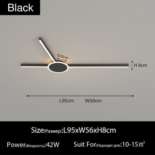 Led Simple Nordic Modern Bedroom Ceiling Light Black L95Cm / Neutral Ceiling Light