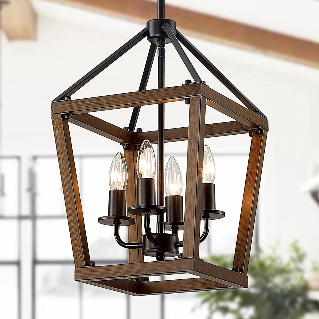 Vintage Imitation Wood Chandelier Farmhouse Chandeliers Living Dining Bedroom Kitchen Pendant Lamps