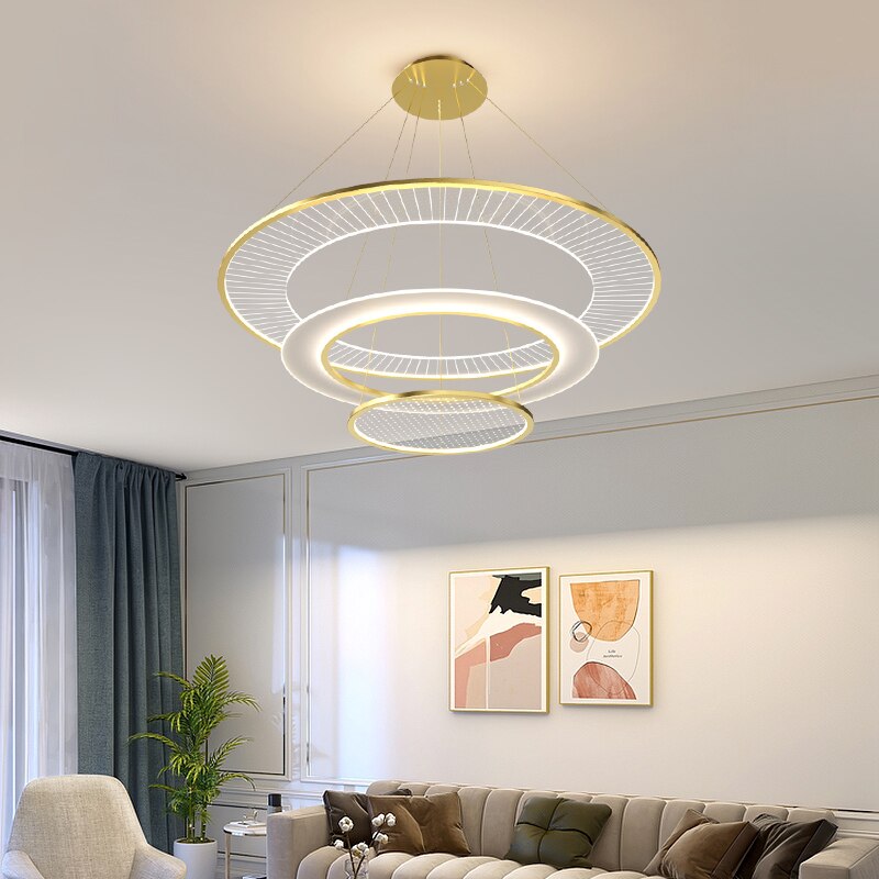 Nordic Living Room Led Gold/Black Pendant Lights Modern Minimalist Duplex Villa Staircase Hall