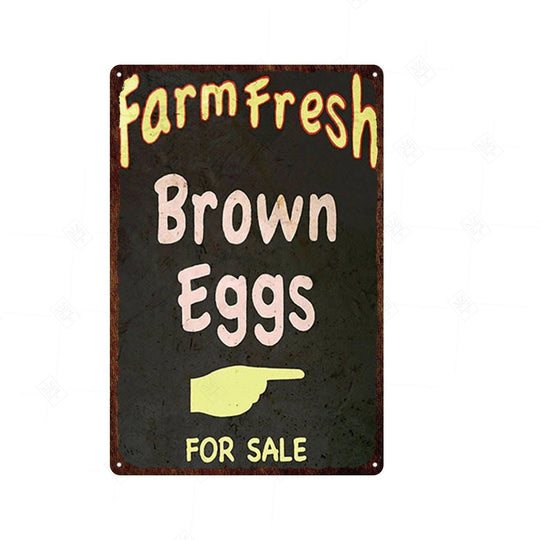 Vintage Chicken And Fresh Eggs Tin Sign: Farmhouse Kitchen Farm Wall Art Decor 9 / 20X30Cm Painting