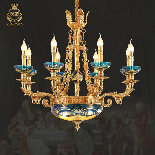 European Elegant Style Full Copper Pendant Lamp Living Room Antique Led Brass Chandelier Chandelier